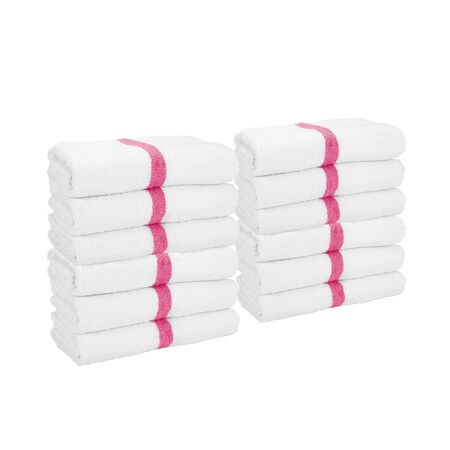 Monarch Brands Gym Power Bath Towels, 22in x 44in, Pink, 60PK PWR-2244-6PKCS-CS